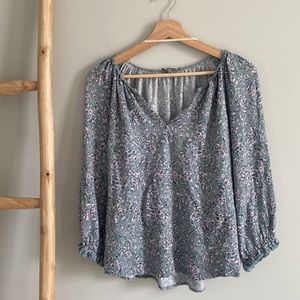Nordstrom Wit & Wisdom Printed Blue Blouse Sz Medium